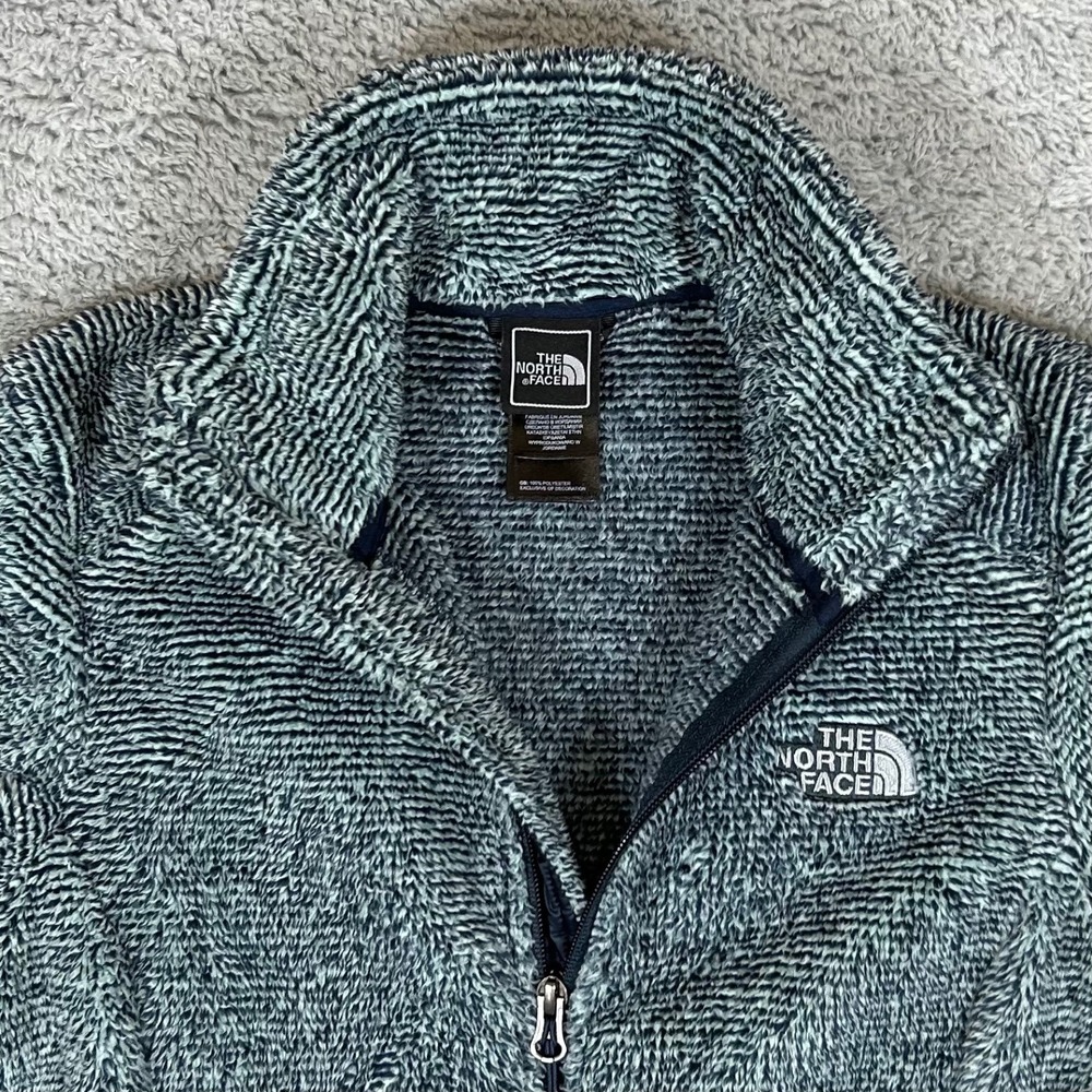 The North Face Osito Fleece Jacket Womens XS Teal Black Striped Full Zip Soft